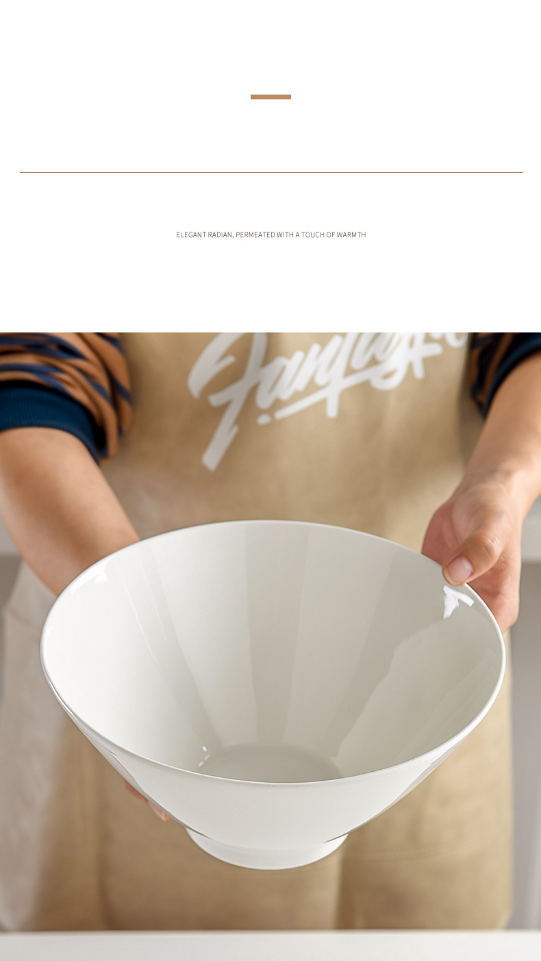 Bone China tableware noodle bowl Household Japanese ramen bowl Ceramic salad bowl spiral rice noodle soup bowl Wholesale bamboo hat bowl bucket bowl