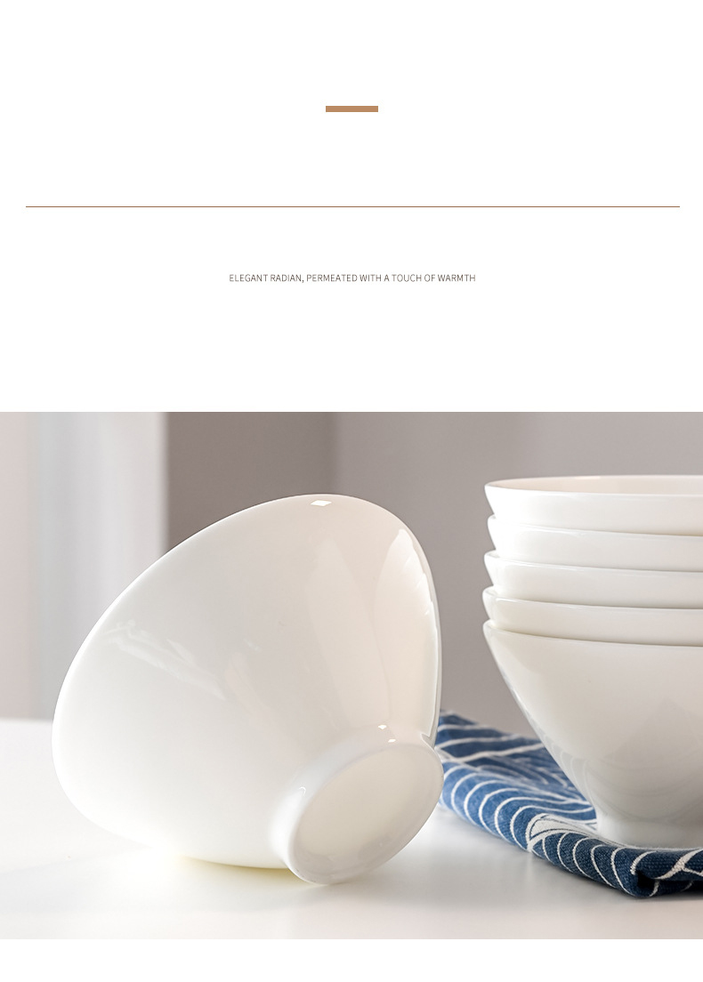 Bone China tableware noodle bowl Household Japanese ramen bowl Ceramic salad bowl spiral rice noodle soup bowl Wholesale bamboo hat bowl bucket bowl