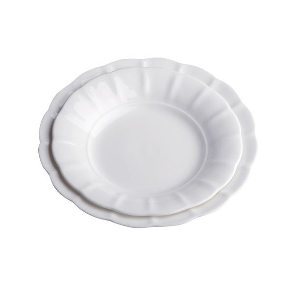 Flower relief pure white bone China tableware 7.5/8 inch soup plate Hot dish Deep dish dish household ceramic