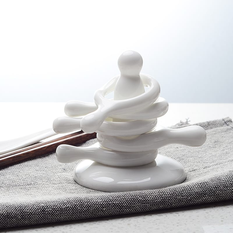 Ceramic spoon pad household double spoon chopsticks bone China chopsticks rack pure white hotel spoon rack wholesale