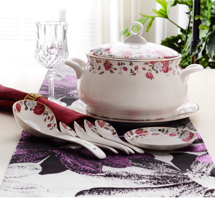 Tangshan Chinese bone China tableware set Korean household bowl and plate set housewarming gift