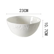 Bone China tableware pure white ceramic high-grade relief rose bowl set household high appearance level noodle bowl rice bowl plate