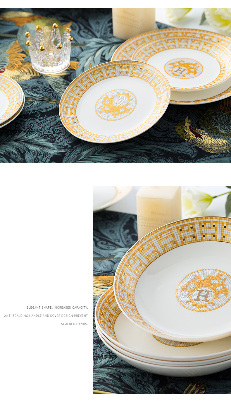 Jingdezhen ceramic plate export gift dishes household bowl bone China bowl set kitchenware porcelain bowl wholesale