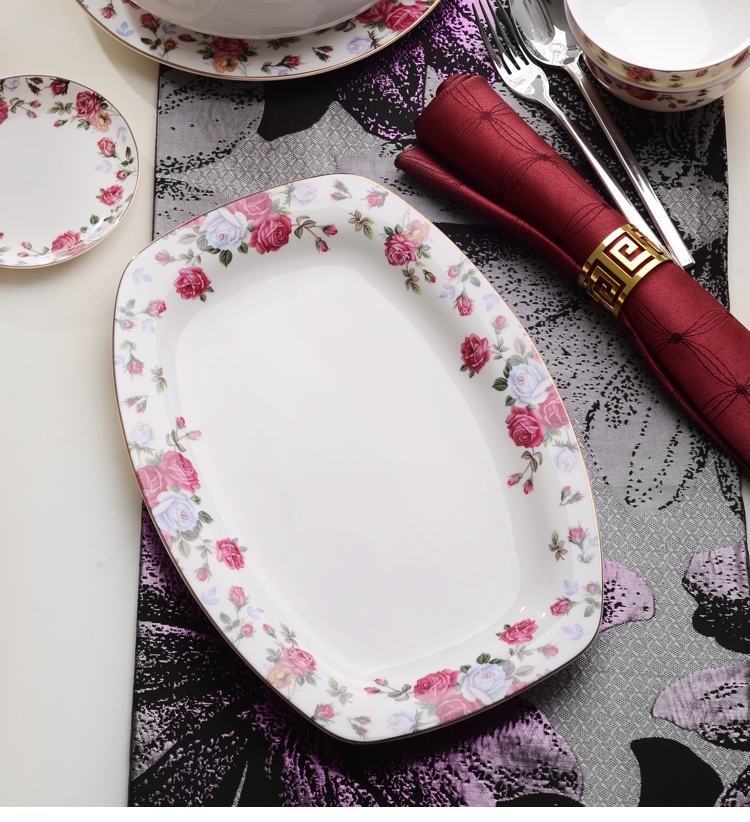 Tangshan Chinese bone China tableware set Korean household bowl and plate set housewarming gift