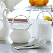 Bone China household tableware Ceramic pure white swan flower basket Chopsticks cage spoon chopsticks cylinder Chinese white hotel spoon