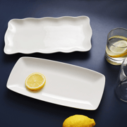 Tangshan bone China plate pure white ceramic rectangular plate long fish plate wholesale Nordic wind sushi plate home