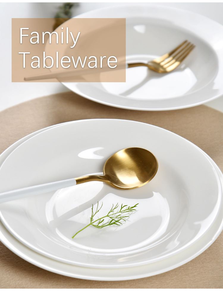 Round bone China straw hat plate wholesale dish Ceramic household deepen plate spaghetti plate Western plate tableware