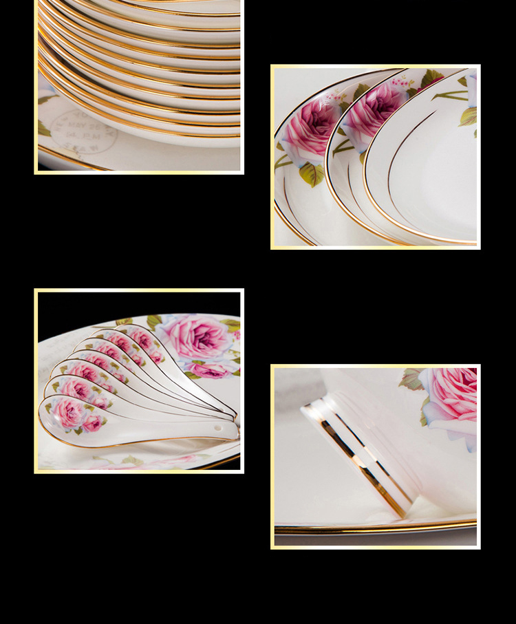 Jingdezhen ceramic bowl tableware set bone China home rice bowl chopsticks high bowl Bone dish dish dish dish gift box soup bowl