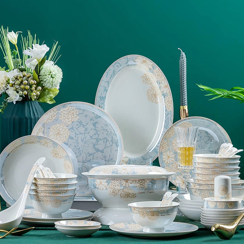 Jingdezhen ceramic tableware dish set Nordic bone China bowl plate stall wholesale bowl household set gift box