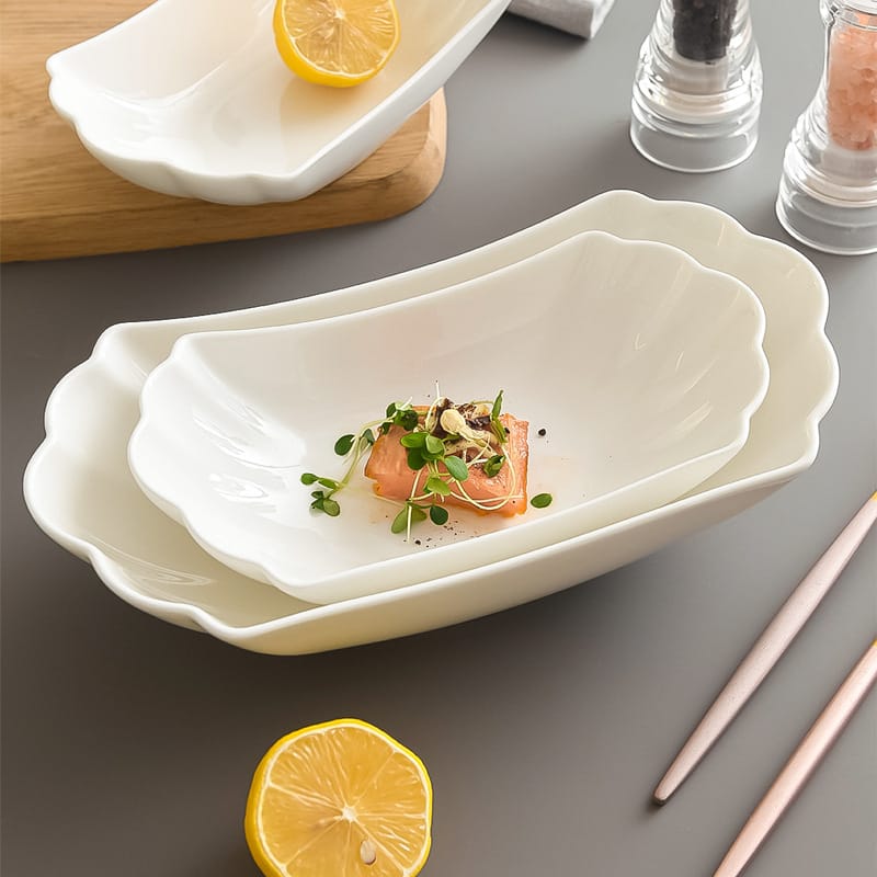 Fish plate Home Chinese dragon boat fish plate Oval creative personality ceramic dish high appearance level steamed fish plate plate