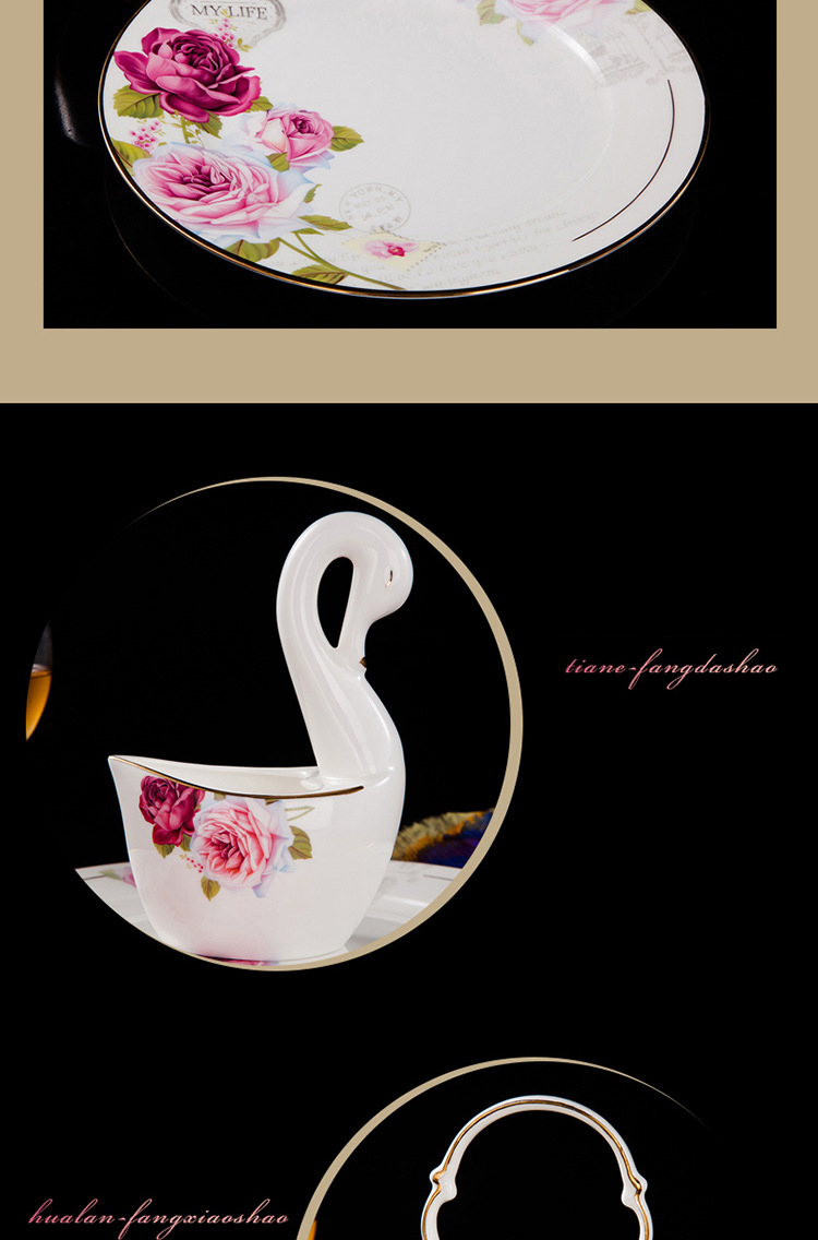 Jingdezhen ceramic bowl tableware set bone China home rice bowl chopsticks high bowl Bone dish dish dish dish gift box soup bowl