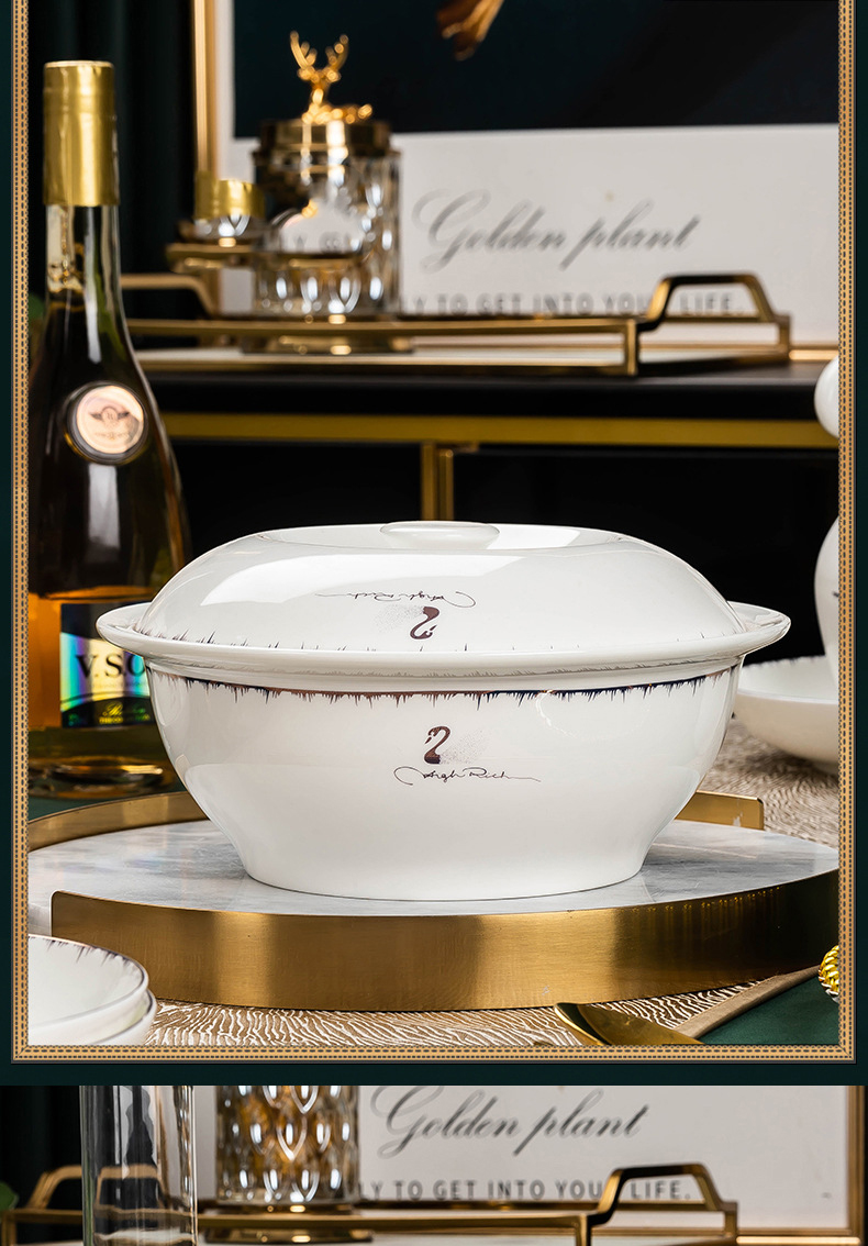 Jingdezhen ceramic tableware set dish dish welfare gift porcelain bowl Nordic home bone China plate daily bowl