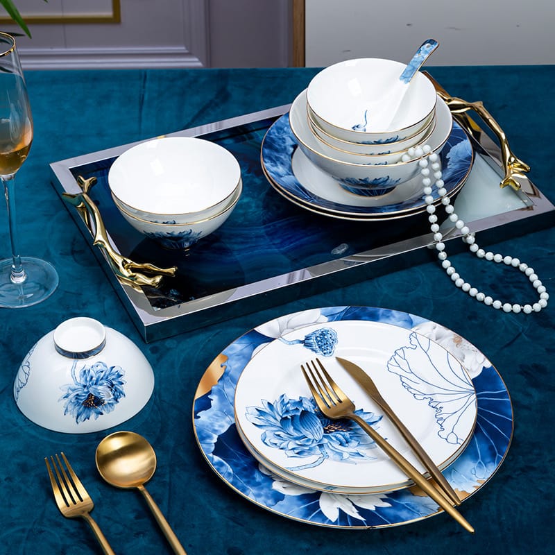 Jingdezhen household porcelain bowl enamel plate Nordic bowl gift bone China ceramic hotel table