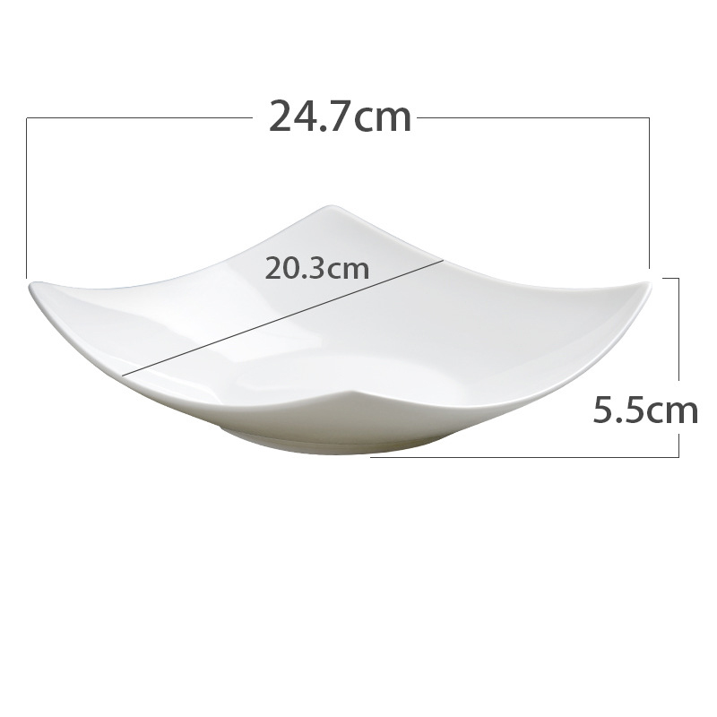 Pure white bone China household square plate square ceramic square plate creative upside-down plate wholesale plate deep plate tableware