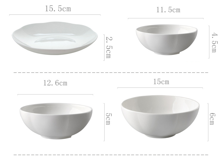 Pure white bone China tableware bowl platter platter platter Hot dish deep dish soup plate stir-fry plate rice bowl soup bowl wholesale