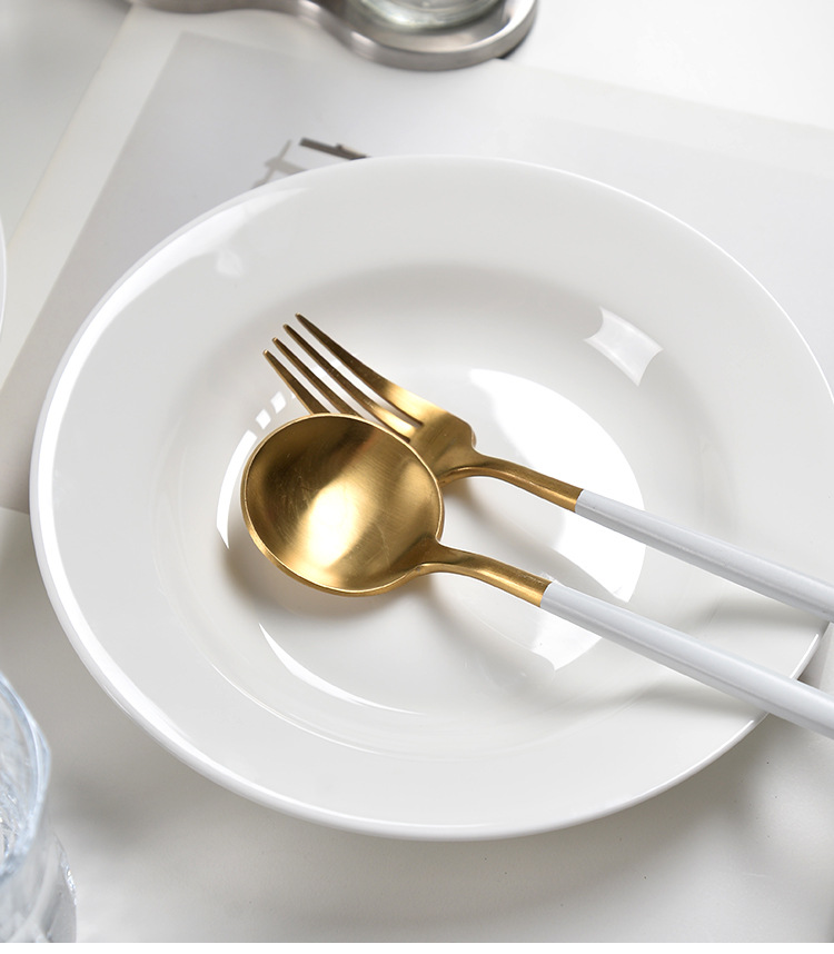 Round bone China straw hat plate wholesale dish Ceramic household deepen plate spaghetti plate Western plate tableware