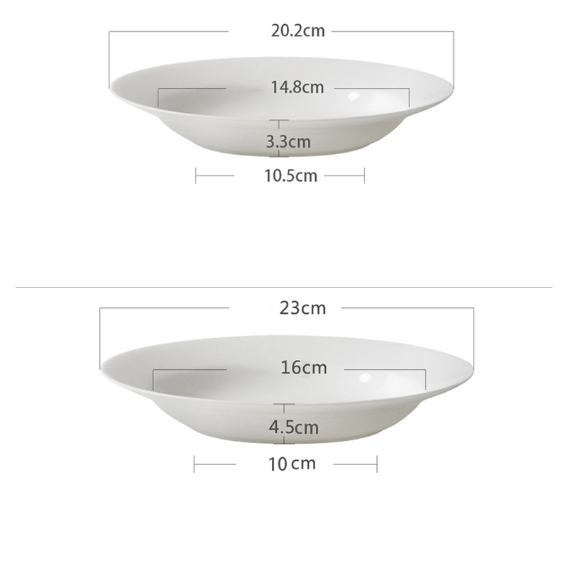 Round bone China straw hat plate wholesale dish Ceramic household deepen plate spaghetti plate Western plate tableware