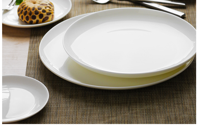 Tangshan bone China simple round plate ceramic household tableware steak plate plate plate plate plate plate plate plate plate plate plate Western plate