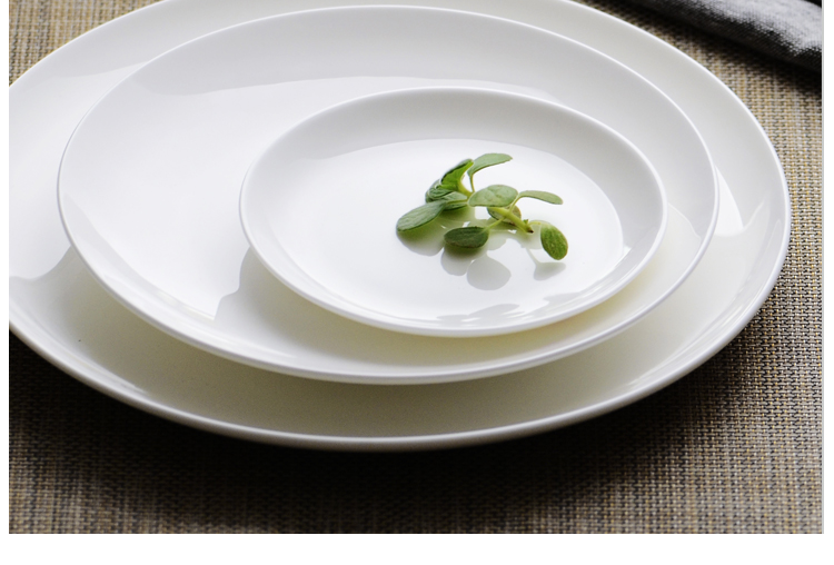 Tangshan bone China simple round plate ceramic household tableware steak plate plate plate plate plate plate plate plate plate plate plate Western plate