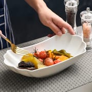 Fish plate Home Chinese dragon boat fish plate Oval creative personality ceramic dish high appearance level steamed fish plate plate