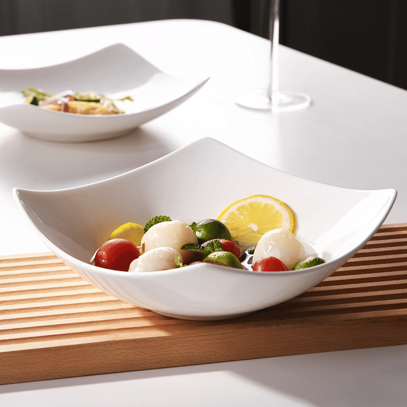 Pure white bone China household square plate square ceramic square plate creative upside-down plate wholesale plate deep plate tableware