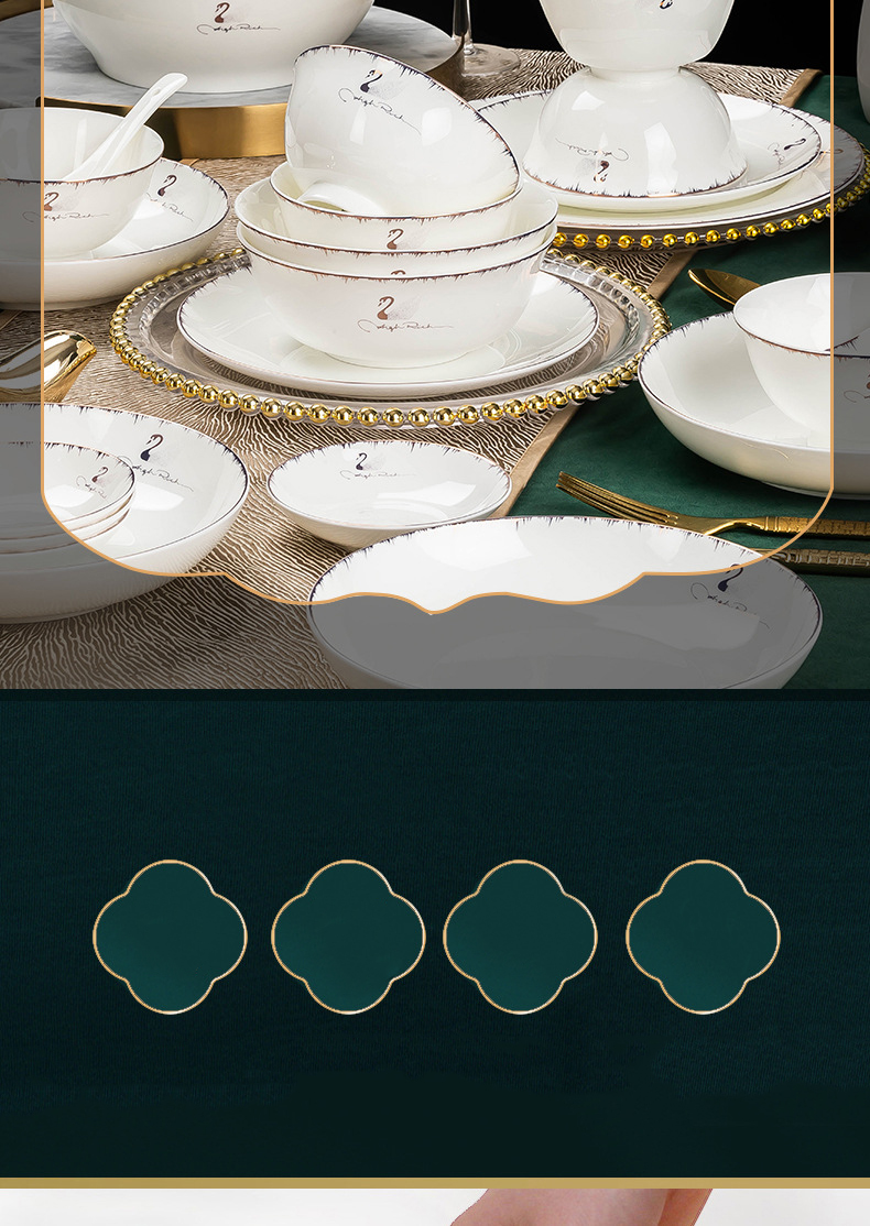 Jingdezhen ceramic tableware set dish dish welfare gift porcelain bowl Nordic home bone China plate daily bowl