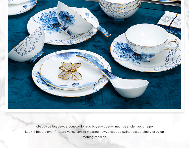 Jingdezhen household porcelain bowl enamel plate Nordic bowl gift bone China ceramic hotel table