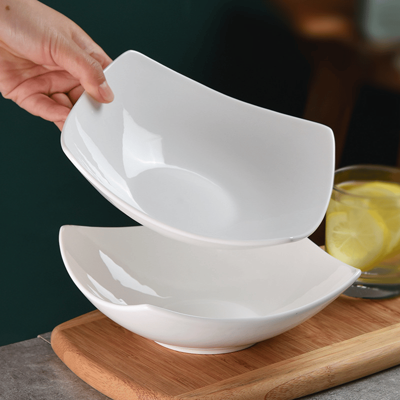Pure white bone China household square plate square ceramic square plate creative upside-down plate wholesale plate deep plate tableware