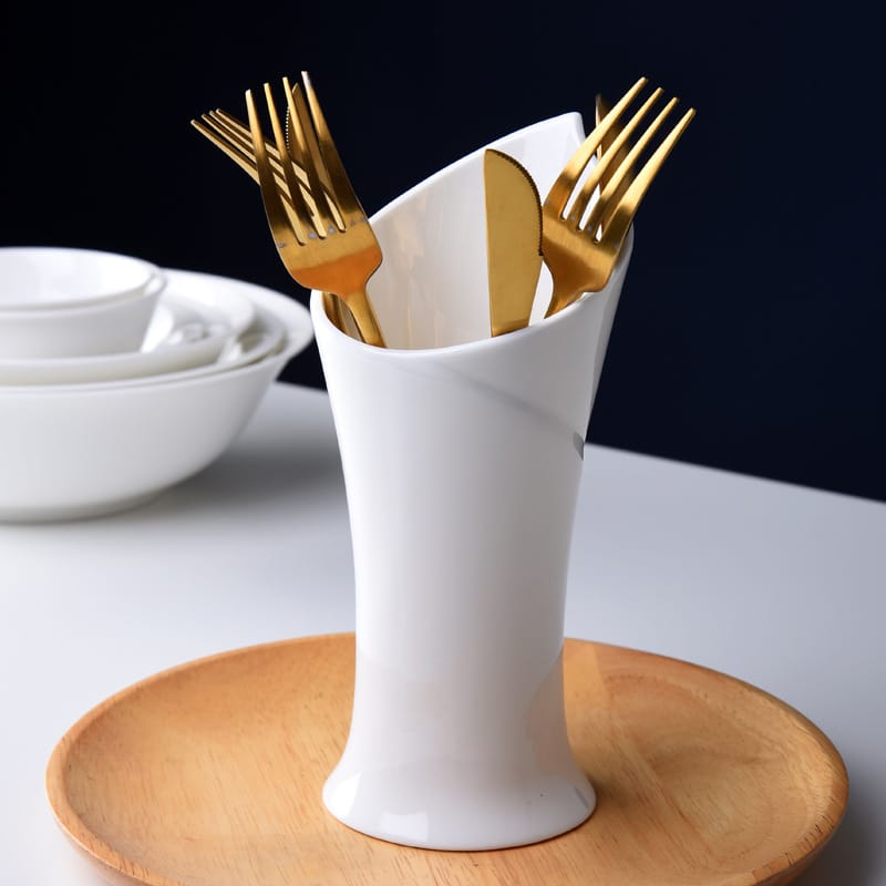 Light luxury European ceramic chopstick tube chopstick household chopsticks storage box Nordic kitchen drain chopsticks bucket storage rack