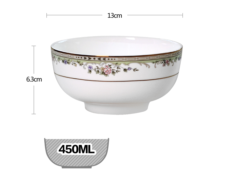 Tangshan bone China 5-inch noodle bowl rice bowl porridge bowl Breakfast medium Korean household bowl microwave tableware rice
