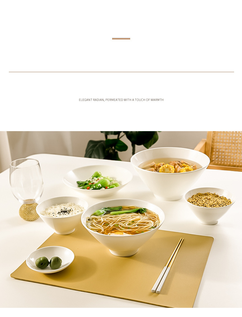 Bone China tableware noodle bowl Household Japanese ramen bowl Ceramic salad bowl spiral rice noodle soup bowl Wholesale bamboo hat bowl bucket bowl