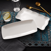 Tangshan bone China plate pure white ceramic rectangular plate long fish plate wholesale Nordic wind sushi plate home