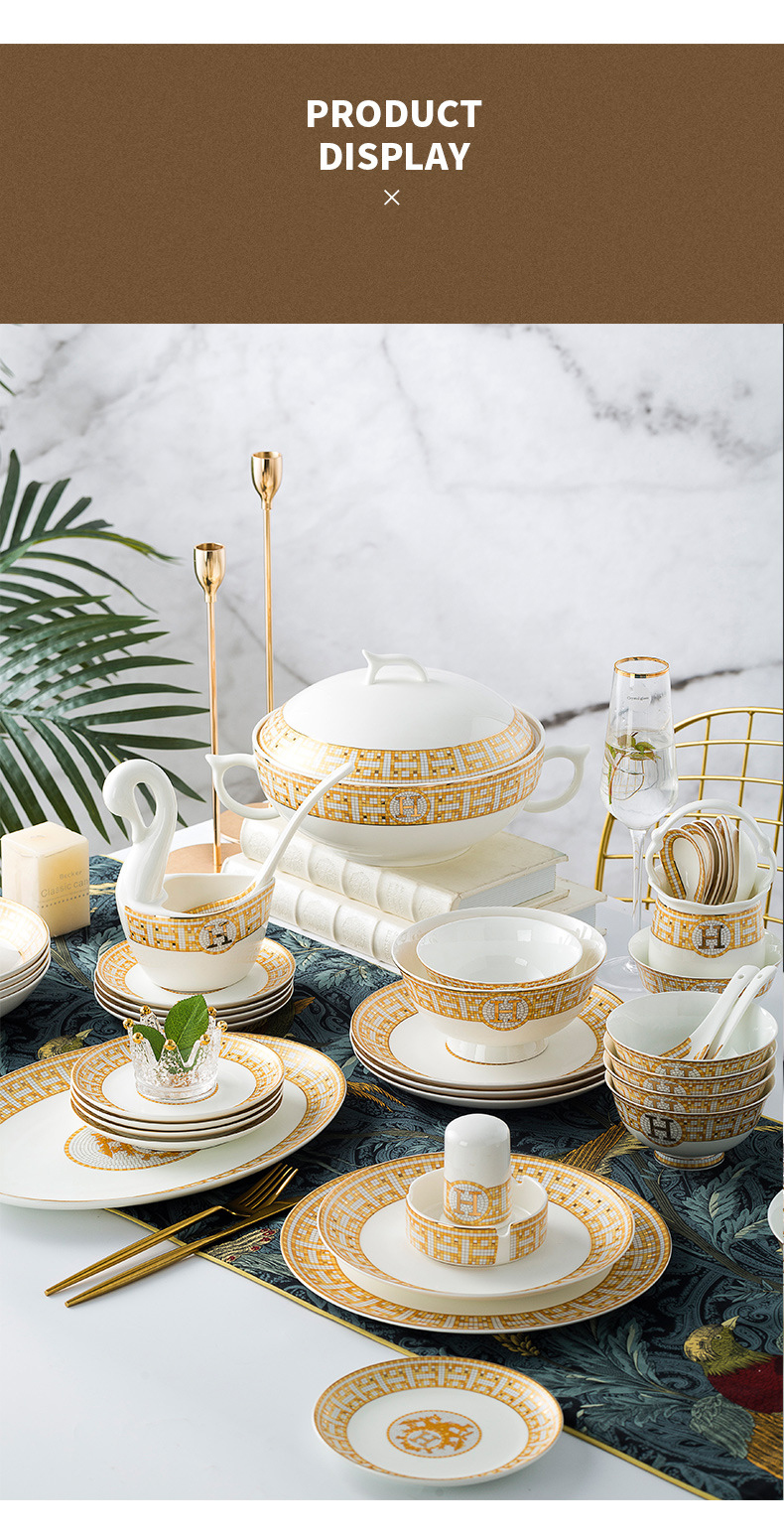 Jingdezhen ceramic plate export gift dishes household bowl bone China bowl set kitchenware porcelain bowl wholesale