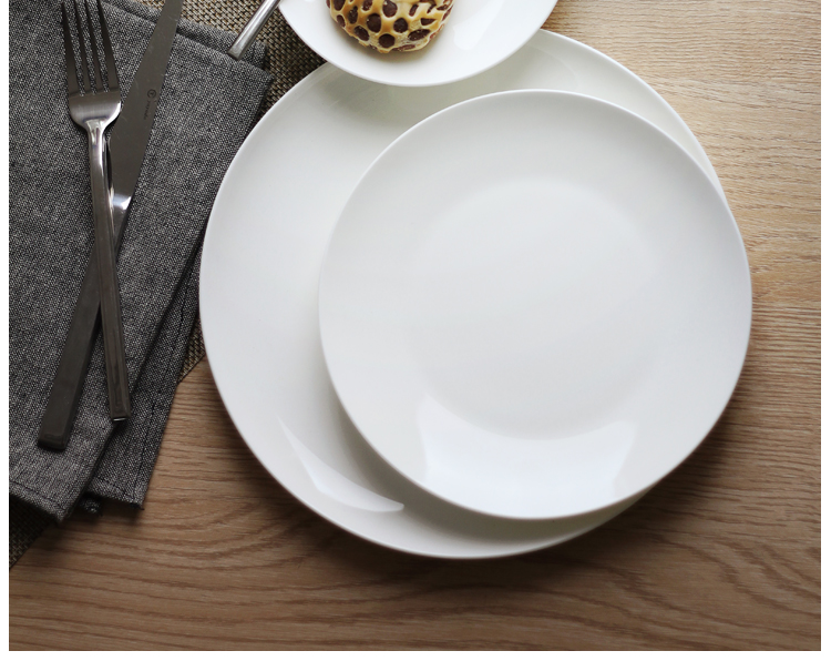 Tangshan bone China simple round plate ceramic household tableware steak plate plate plate plate plate plate plate plate plate plate plate Western plate