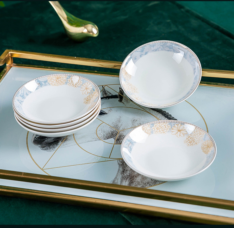 Jingdezhen ceramic tableware dish set Nordic bone China bowl plate stall wholesale bowl household set gift box