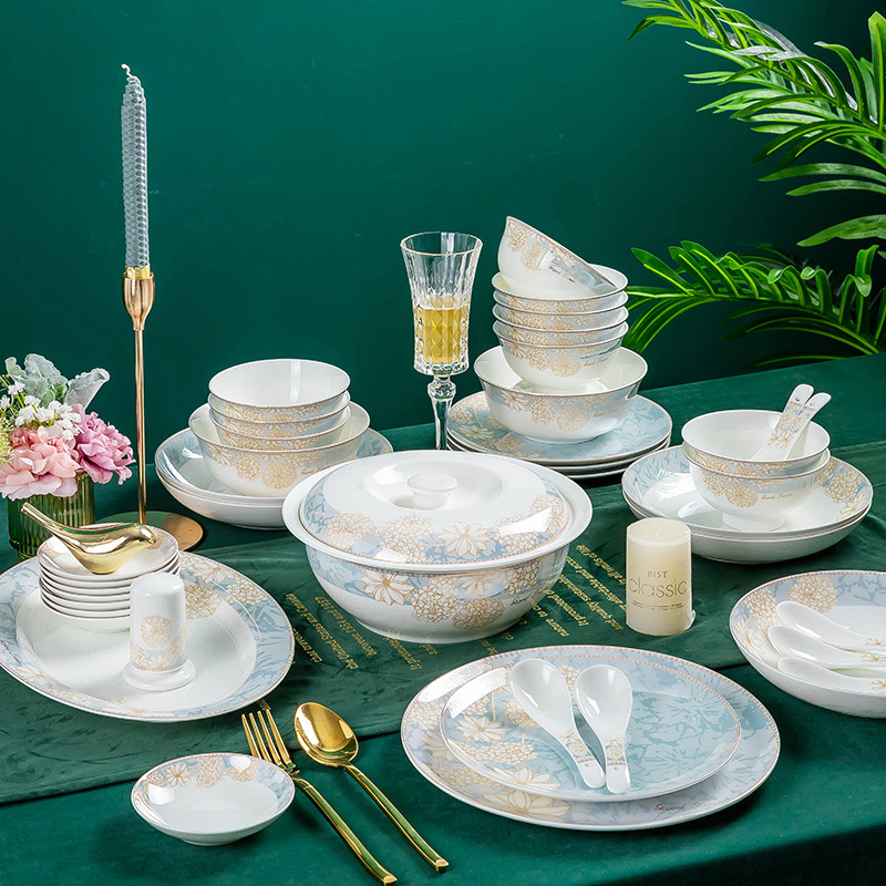 Jingdezhen ceramic tableware dish set Nordic bone China bowl plate stall wholesale bowl household set gift box