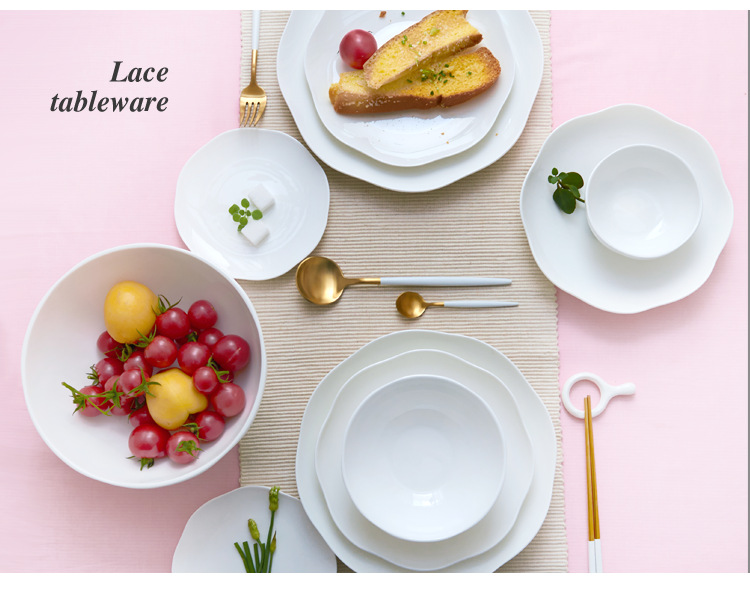 Pure white bone China tableware bowl platter platter platter Hot dish deep dish soup plate stir-fry plate rice bowl soup bowl wholesale