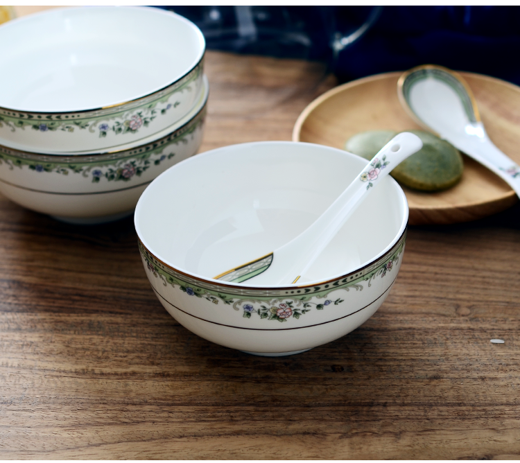 Tangshan bone China 5-inch noodle bowl rice bowl porridge bowl Breakfast medium Korean household bowl microwave tableware rice