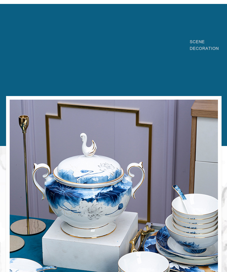 Jingdezhen household porcelain bowl enamel plate Nordic bowl gift bone China ceramic hotel table