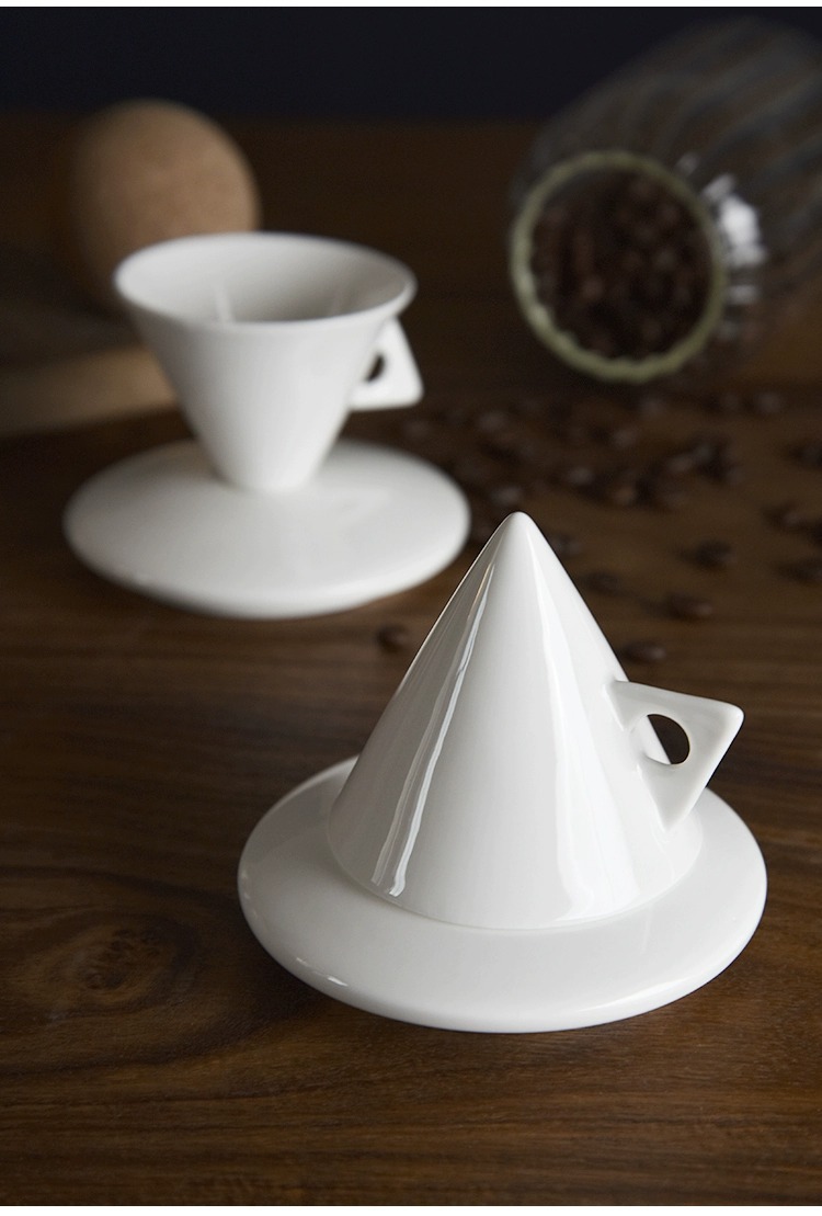 Tangshan bone China high appearance level creative couple coffee cup saucer set bone China ceramic cup special-shaped restaurant wholesale