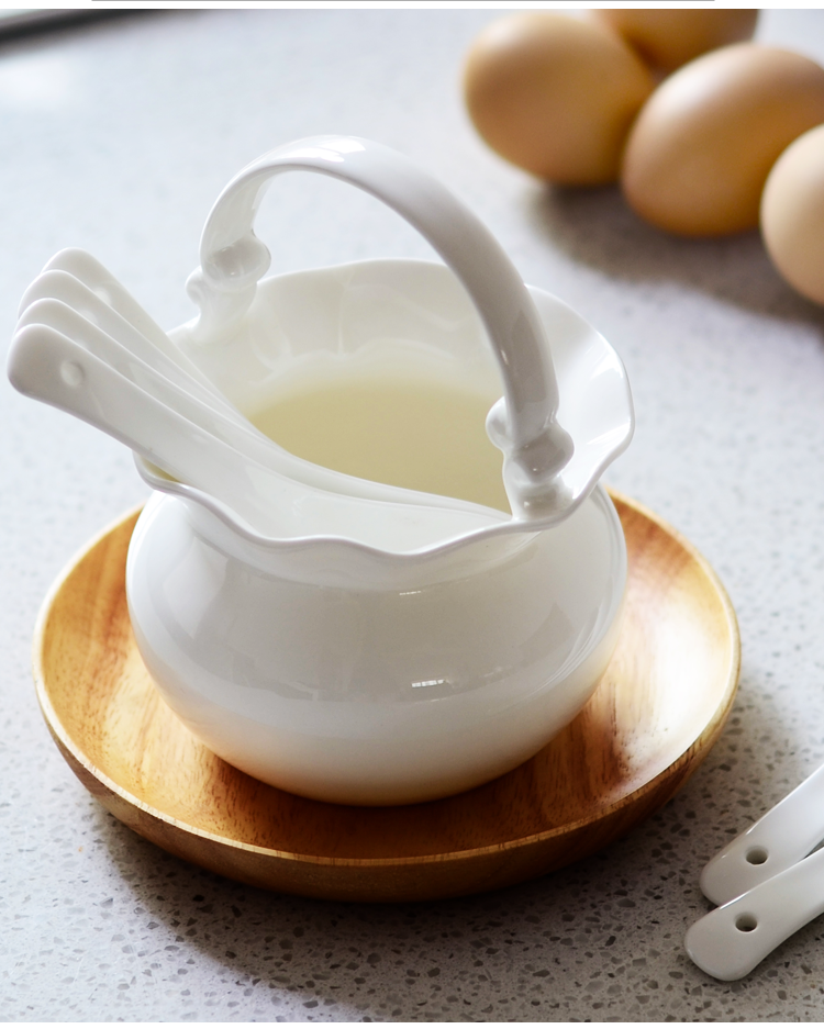 Bone China household tableware Ceramic pure white swan flower basket Chopsticks cage spoon chopsticks cylinder Chinese white hotel spoon