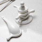 Ceramic spoon pad household double spoon chopsticks bone China chopsticks rack pure white hotel spoon rack wholesale