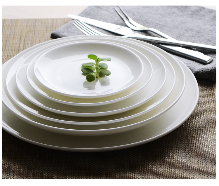 Tangshan bone China simple round plate ceramic household tableware steak plate plate plate plate plate plate plate plate plate plate plate Western plate