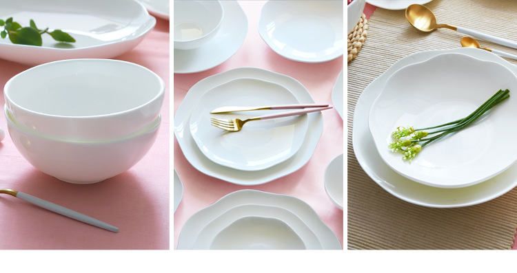 Pure white bone China tableware bowl platter platter platter Hot dish deep dish soup plate stir-fry plate rice bowl soup bowl wholesale