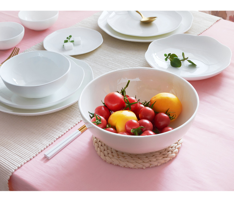 Pure white bone China tableware bowl platter platter platter Hot dish deep dish soup plate stir-fry plate rice bowl soup bowl wholesale