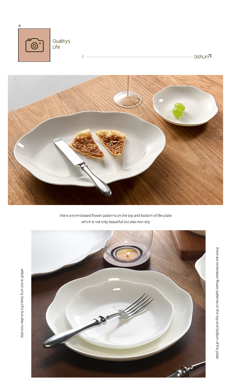 Bone China bowl dish Household bowl chopsticks ceramic European plate Dish plate Eating rice bowl soup bowl New tableware soup bowl set