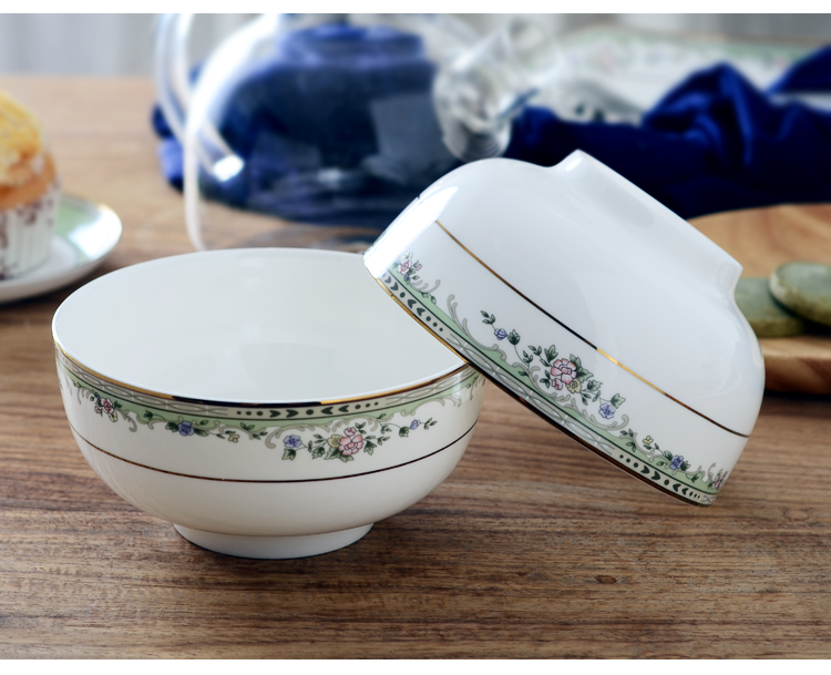 Tangshan bone China 5-inch noodle bowl rice bowl porridge bowl Breakfast medium Korean household bowl microwave tableware rice