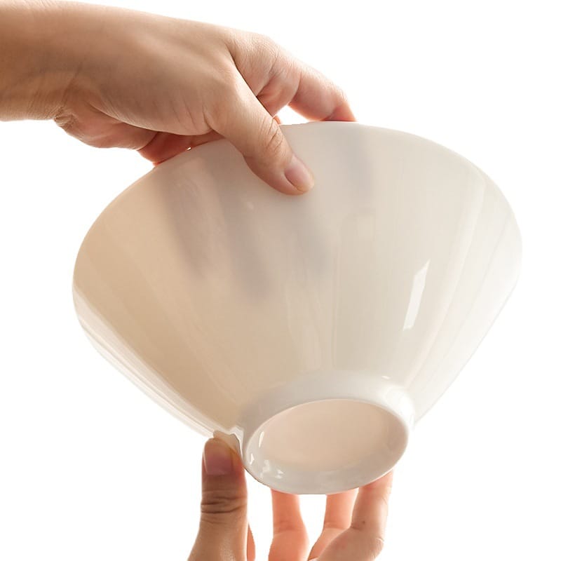 Bone China tableware noodle bowl Household Japanese ramen bowl Ceramic salad bowl spiral rice noodle soup bowl Wholesale bamboo hat bowl bucket bowl