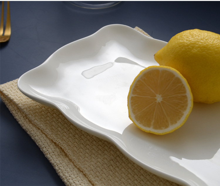 Tangshan bone China plate pure white ceramic rectangular plate long fish plate wholesale Nordic wind sushi plate home