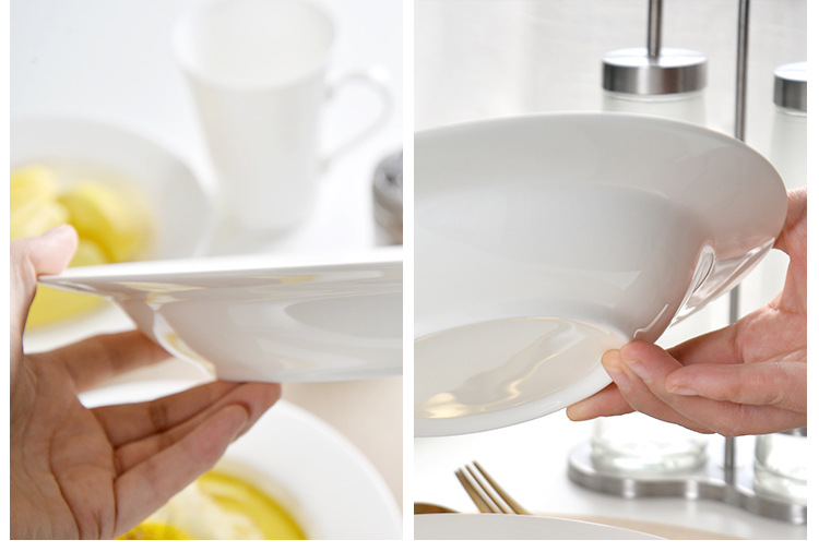 Round bone China straw hat plate wholesale dish Ceramic household deepen plate spaghetti plate Western plate tableware